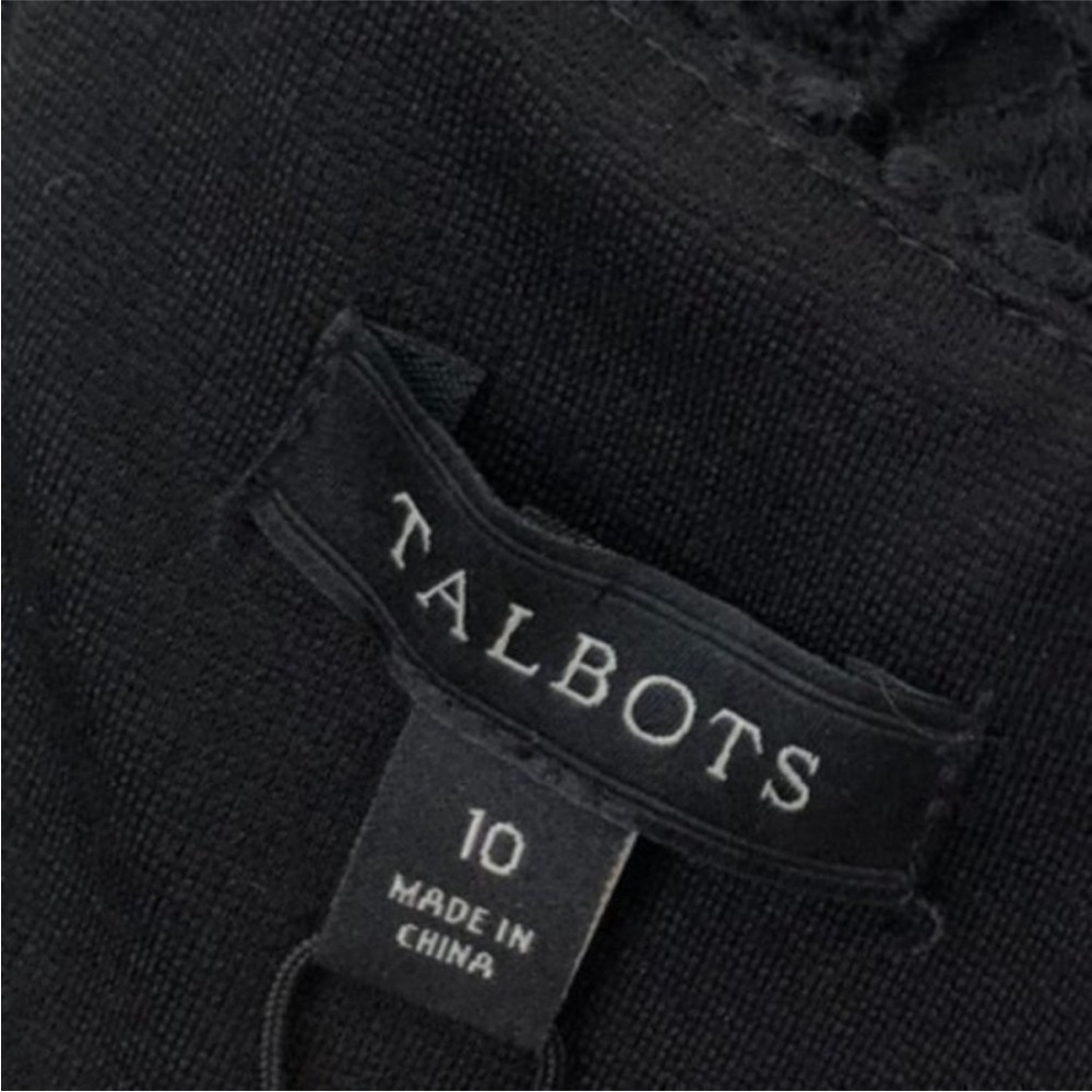 NEW NWT TALBOTS Black Knit Sleeveless Knee Length Crochet Upper Sheath Dress 10 - Picture 5 of 10